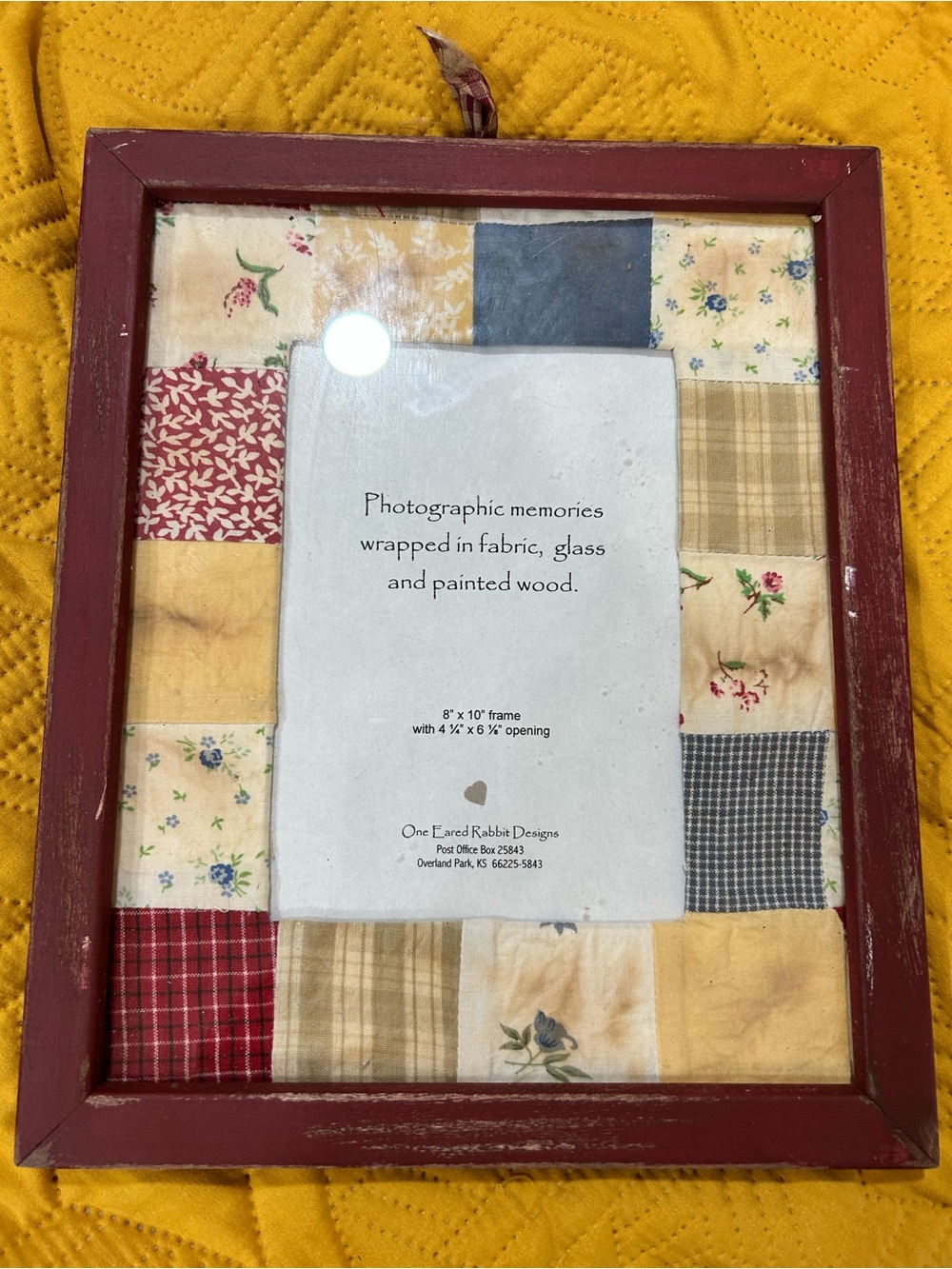 Vintage One Eared Rabbit Designs Quilted Fabric 8"x10" Picture Frame